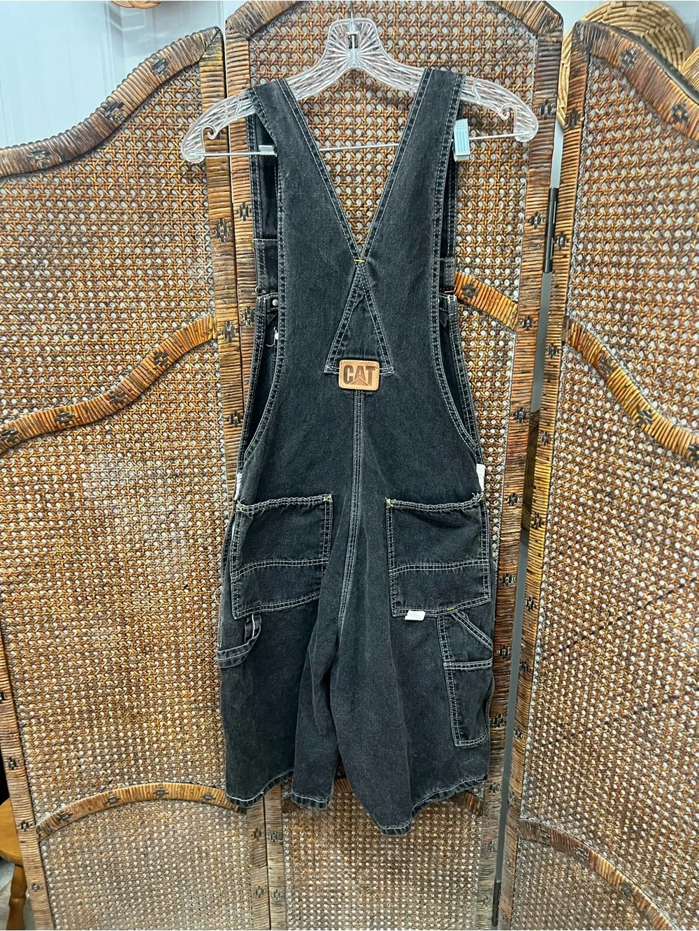 Denim overall shorts black denim size 28